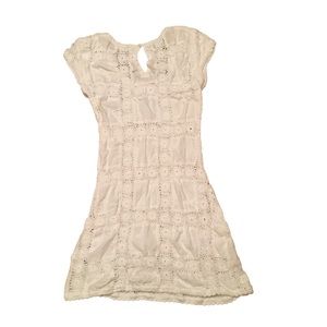 Vintage Letarte White Crocheted short sleeve Dress